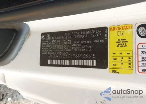 2008 BMW 328I from USA, damaged, VIN WBAWB33598P133515